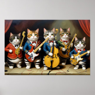 Póster Gatos En Banda