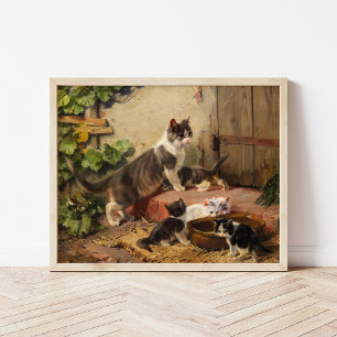Póster Gatos en el bol de la leche   Julius Adam el Joven