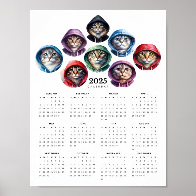 Póster Gatos en el calendario de la Circular de las Caden (Frente)
