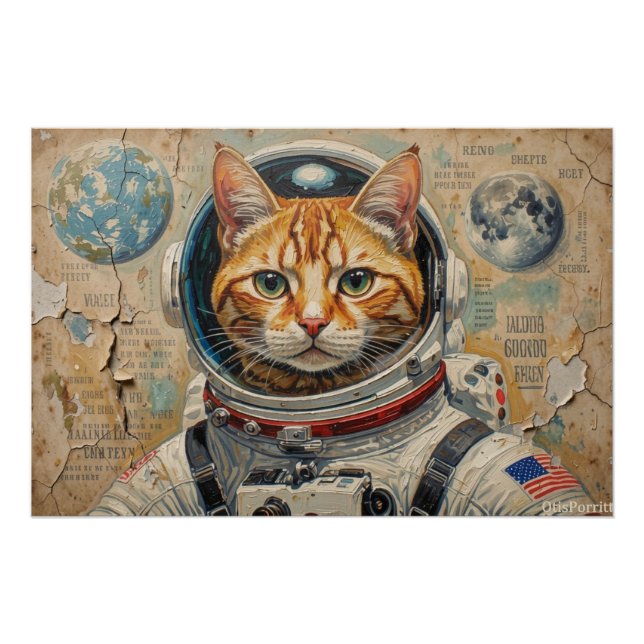 PÓSTER GATOS EN EL ESPACIO 10 (Anverso)
