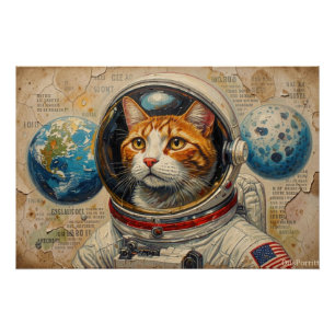 PÓSTER GATOS EN EL ESPACIO 12