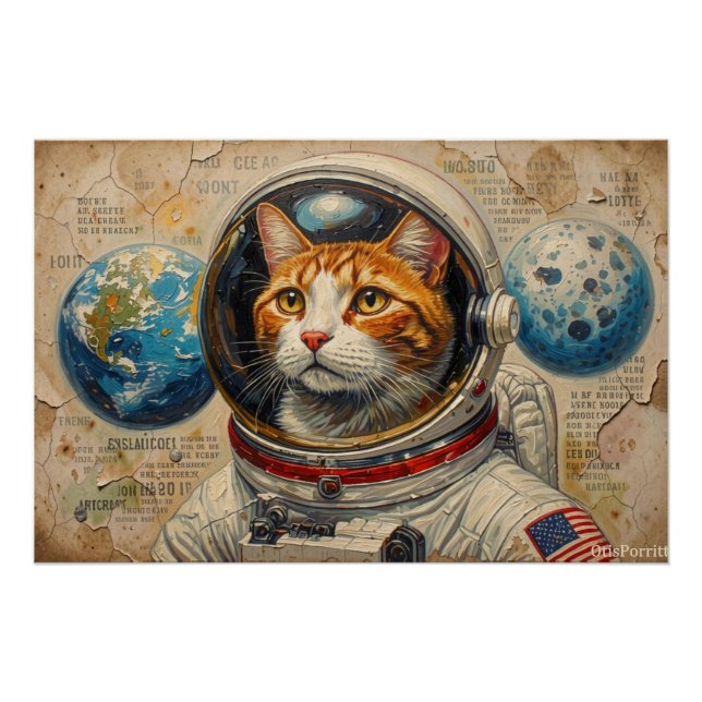 PÓSTER GATOS EN EL ESPACIO 12 (Anverso)