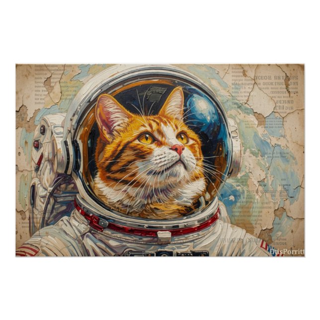 PÓSTER GATOS EN EL ESPACIO 3 (Anverso)
