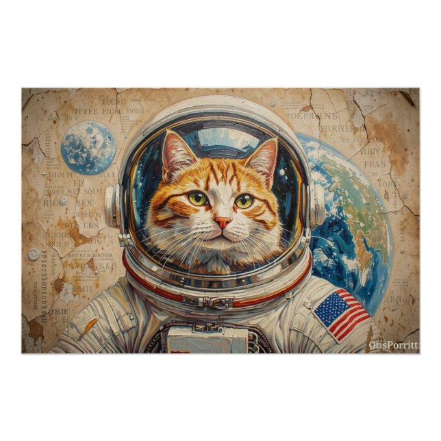 PÓSTER GATOS EN EL ESPACIO 4 (Anverso)