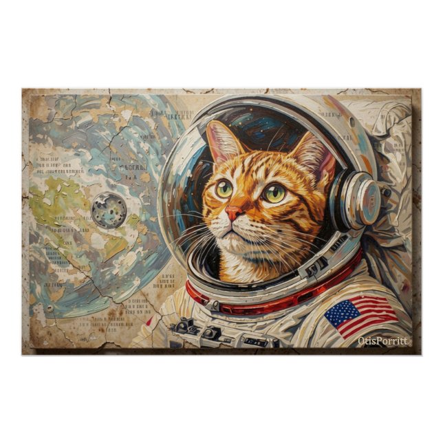 PÓSTER GATOS EN EL ESPACIO 8 (Anverso)