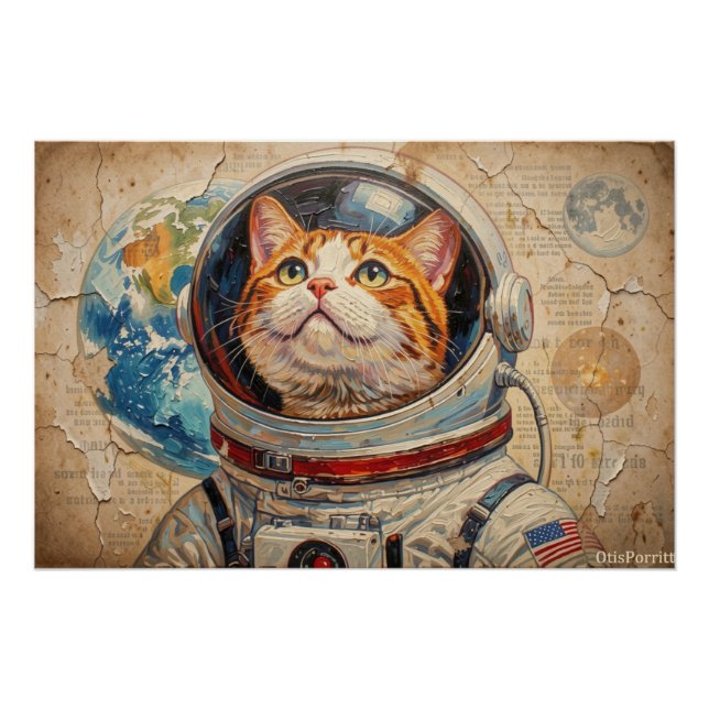 PÓSTER GATOS EN EL ESPACIO 9 (Anverso)