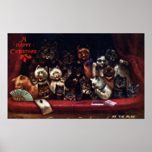 Póster Gatos en el teatro para el navidad Louis Wain