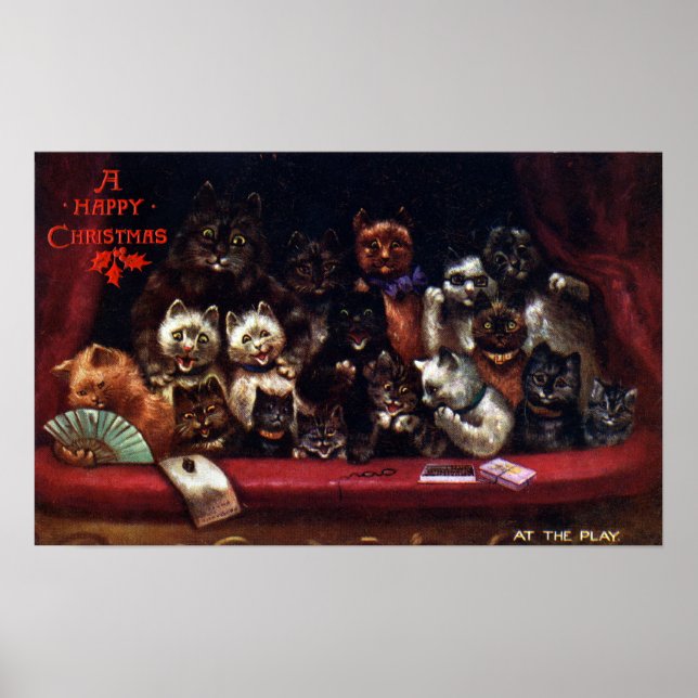 Póster Gatos en el teatro para Navidades Louis Wain (Frente)