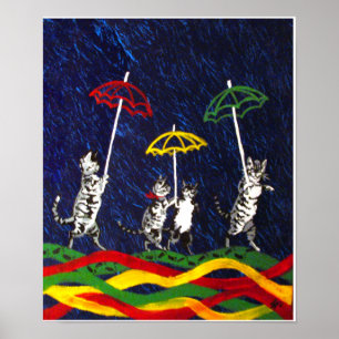 Póster Gatos en la lluvia