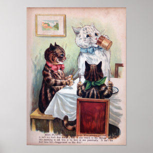 Póster Gatos en la mesa del comedor, Louis Wain