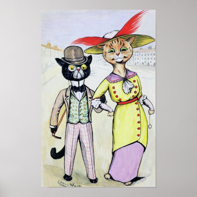 Póster Gatos en la moda moderna, Louis Wain (Frente)