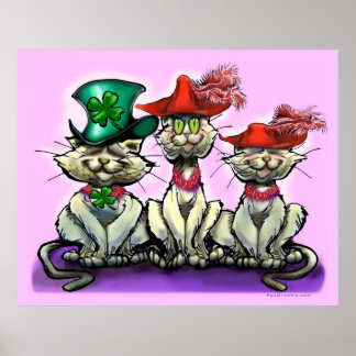 Póster Gatos en Poster de Gorras divertidos