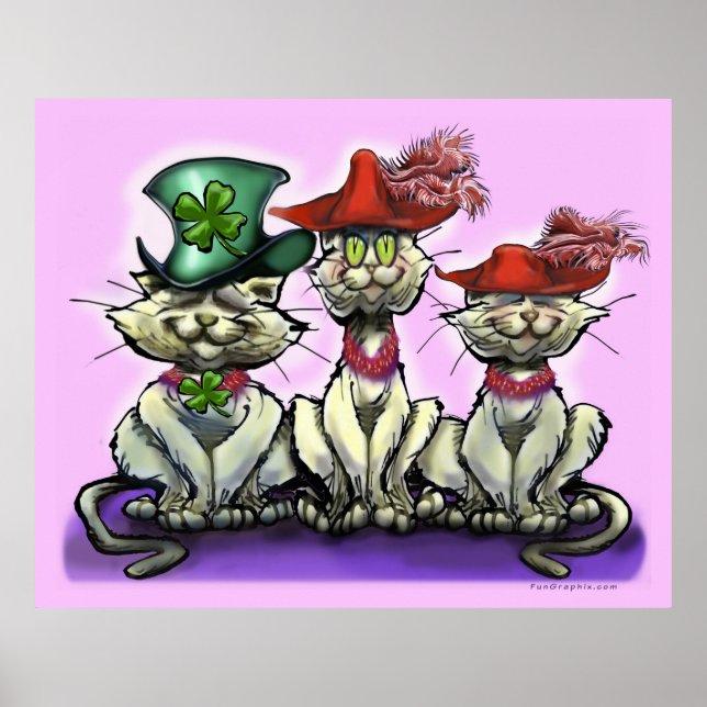 Póster Gatos en Poster de Gorras divertidos (Frente)