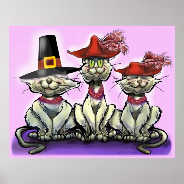 Póster Gatos en Poster de Gorras divertidos (Frente)