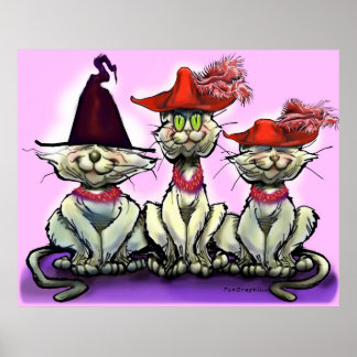 Póster Gatos en Poster de Gorras divertidos