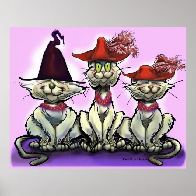 Póster Gatos en Poster de Gorras divertidos (Frente)