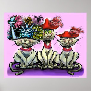 Póster Gatos en Poster de Gorras divertidos