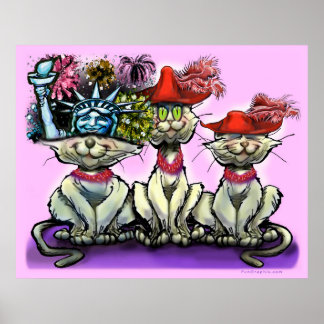 Póster Gatos en Poster de Gorras divertidos