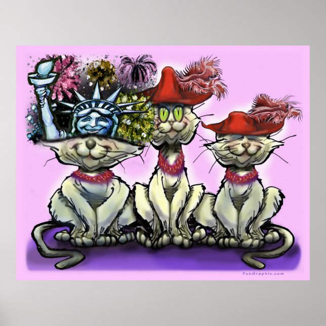 Póster Gatos en Poster de Gorras divertidos (Frente)
