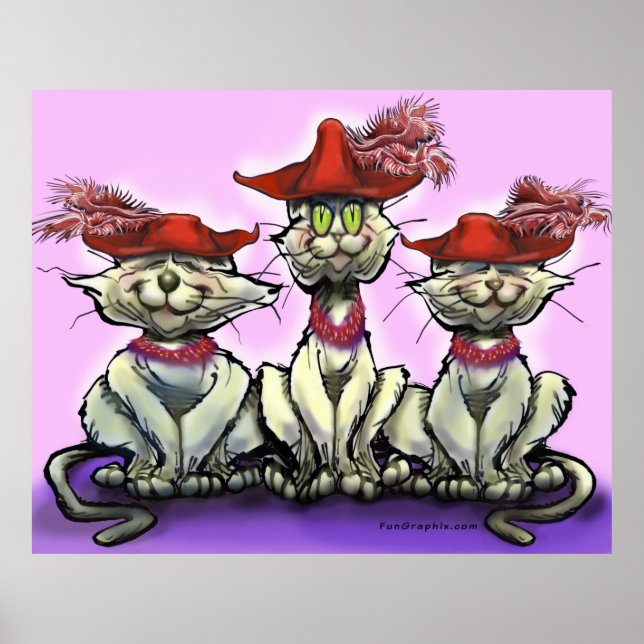 Póster Gatos en Poster de Gorras divertidos (Frente)