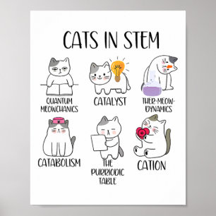 Póster Gatos En Stem Chistoso Meme De Ciencia Científico