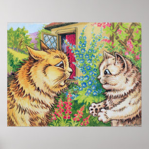 Póster Gatos en un jardín, Louis Wain