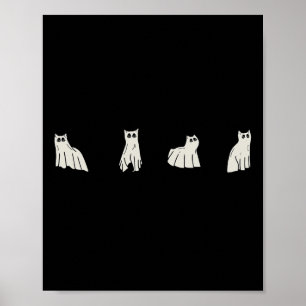 Póster Gatos Fantasma De Halloween Cuestan Gatos Con Vest