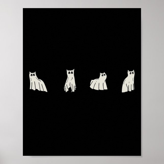 Póster Gatos Fantasma De Halloween Cuestan Gatos Con Vest (Frente)