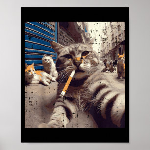 Póster Gatos Gánster Gatos Callejeros Selfie Meme Diverti