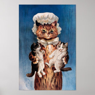Póster Gatos gemelos, Louis Wain