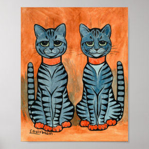 Póster Gatos Gemelos Por Louis Wain