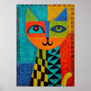 Póster Gatos Geométricos – Audaces, Brillantes y Divertid