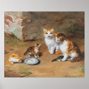 Póster Gatos gitanos y leche