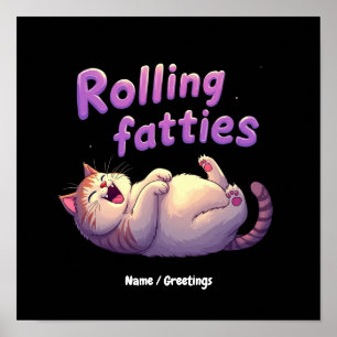 Póster Gatos Gorditos Rodantes Meme de Gato Divertido y L