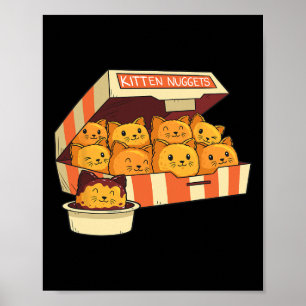 Póster Gatos Graciosos De Nuggets Gatitos Y Nuggets De Po