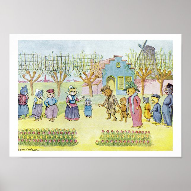 Póster Gatos holandeses, Louis Wain (Frente)