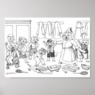 Póster Gatos (imágenes colorantes), Louis Wain