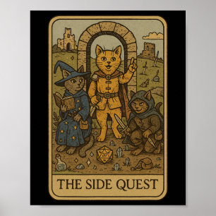 Póster Gatos Jugadores De Rpg Divertido Tarot De Misión S