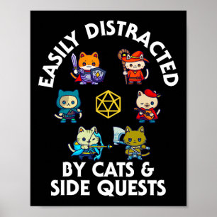 Póster Gatos Jugadores De Rpg Misión Lateral Divertidos G