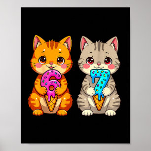 Póster Gatos Kawaii Lindos Neko 67 Meme Divertido Seis Si