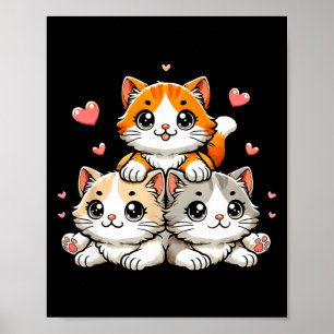 Póster Gatos kawaii lindos neko gatito divertido regalo p