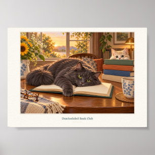 Póster Gatos leyendo en club de lectura no programado Imp