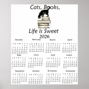 Póster Gatos, Libros La vida es Dulce Calendario de Una P