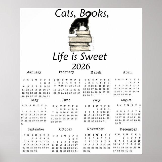 Póster Gatos, Libros La Vida es Dulce Calendario de una p (Frente)