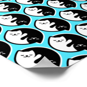 Póster Gatos Lindos Símbolo Yin Yang Meditación Amante De