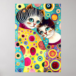 Póster Gatos locos abstractos geniales