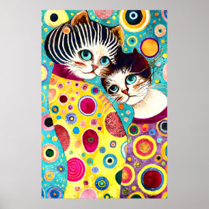 Póster Gatos locos abstractos geniales
