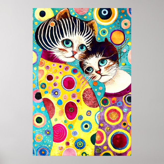 Póster Gatos locos abstractos geniales (Frente)