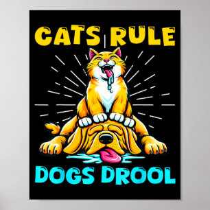 Póster Gatos Mandan Perros Babear Mamá Gato Papá Perro Ga