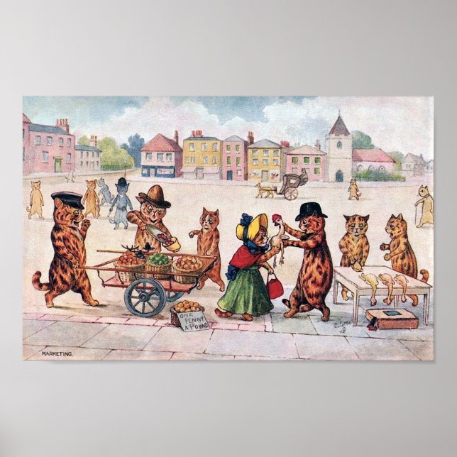 Póster Gatos Marketing, Louis Wain (Frente)